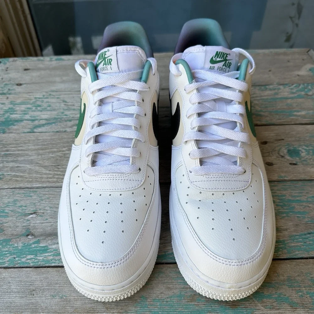 Nike Air Force 1 '07 LV8 EMB Athletic Shoes White Men's 12 Malachite DM0109-100